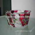 Colored Glass Ashtray with Flower image